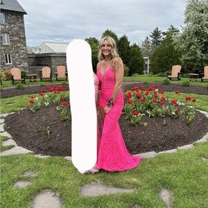 Vibrant Pink Lace Gown